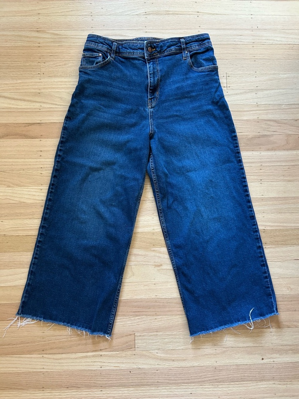 Boden Dark Blue Wide Leg High-Rise Crop Jeans